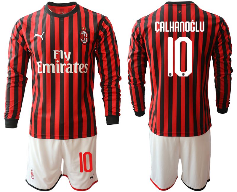 Men 2019-2020 club AC milan home long sleeve #10 red Soccer Jerseys->ac milan jersey->Soccer Club Jersey